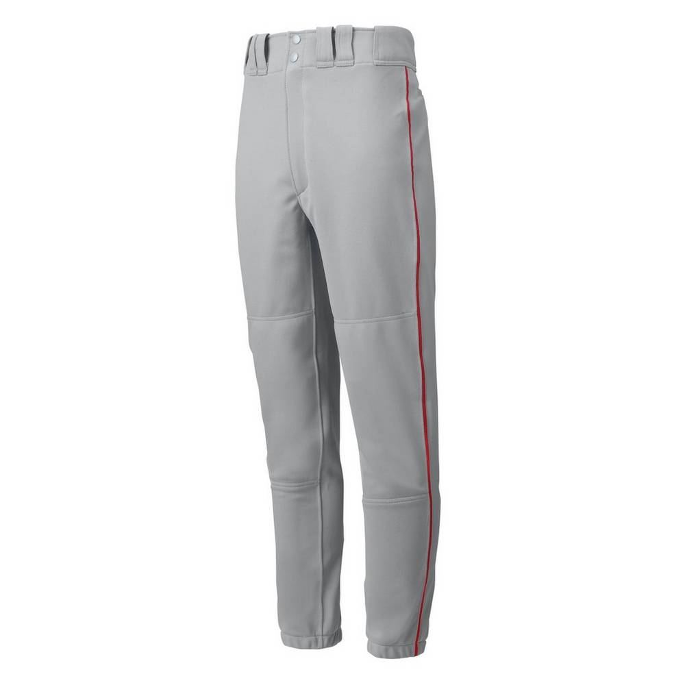 Pantaloni Mizuno Baseball Premier Piped Uomo - Grigie/Rosse - 97062-BAKD